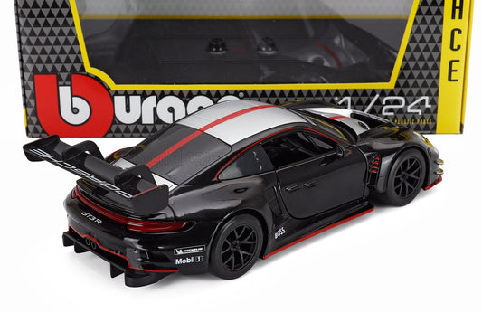 PORSCHE 911 992 GT3 R N 0 RACING BASE COUPE 2023 BLACK 1/24 BURAGO