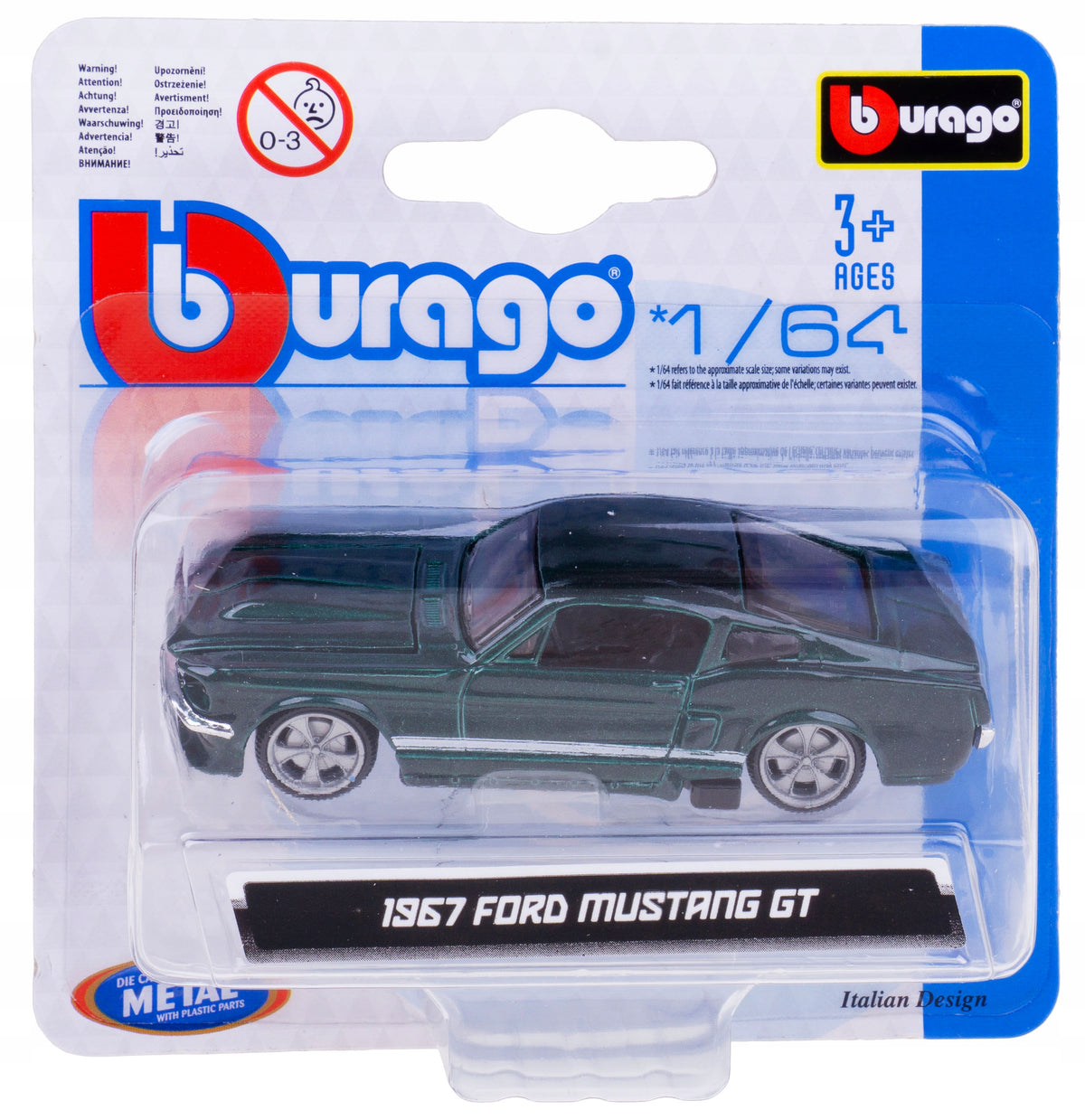 FORD USA MUSTANG GT500 COUPE 1967 GREEN 1/64 BURAGO