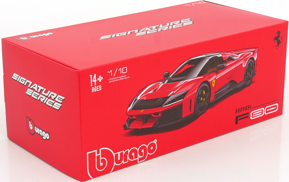 FERRARI F80 2024 - BLACK WHEELS ROSSO CORSA 1/18 BURAGO