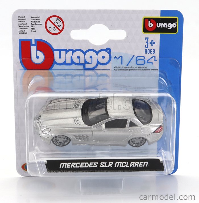MERCEDES BENZ SLR McLAREN 2003 SILVER 1/64 BURAGO