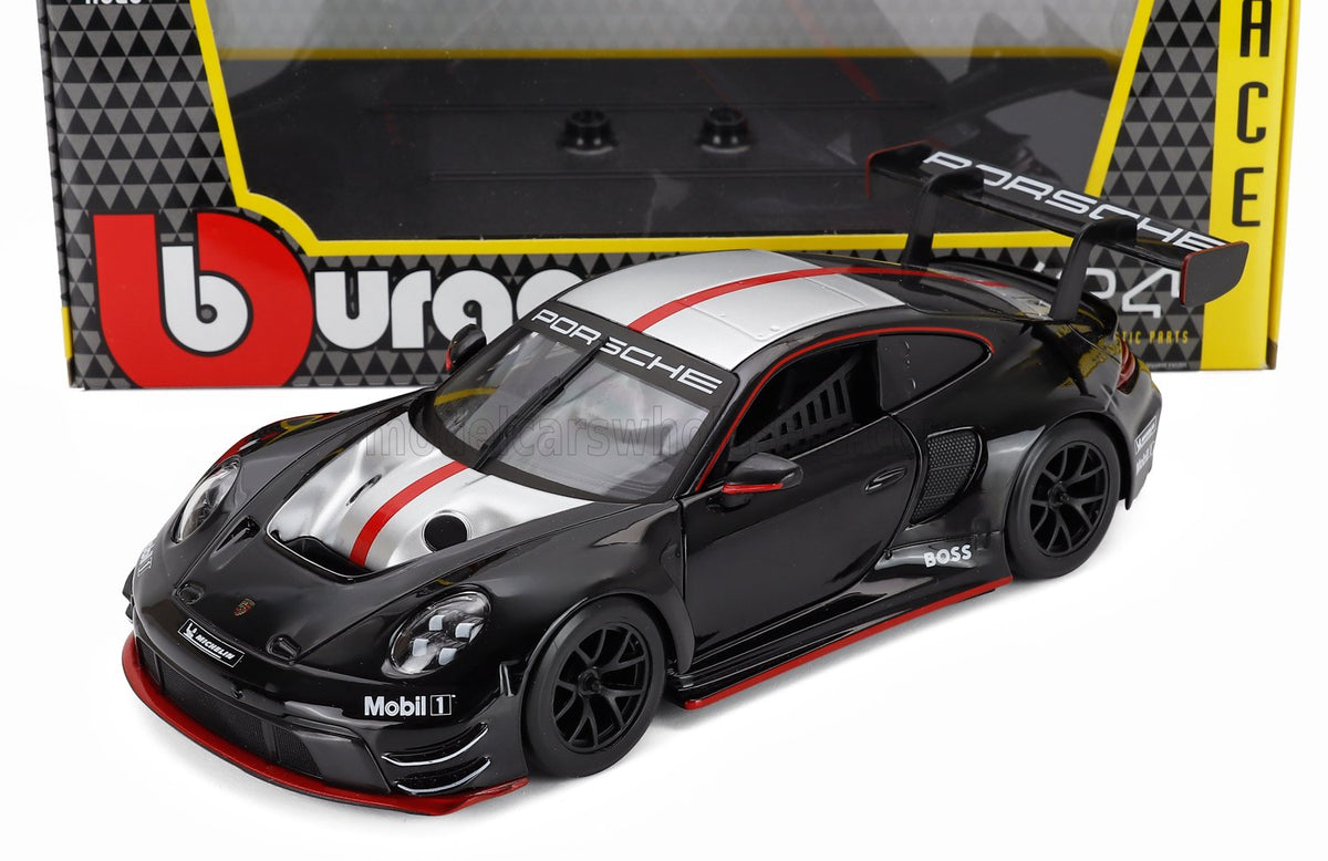 PORSCHE 911 992 GT3 R N 0 RACING BASE COUPE 2023 BLACK 1/24 BURAGO