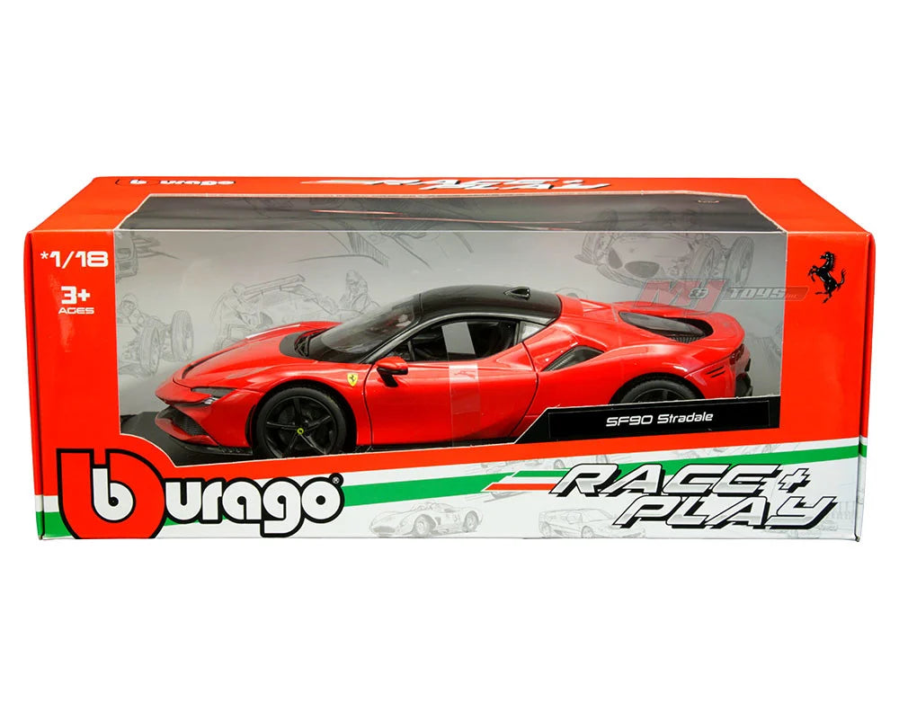 FERRARI SF90 STRADALE RED BLACK 1/18 BURAGO