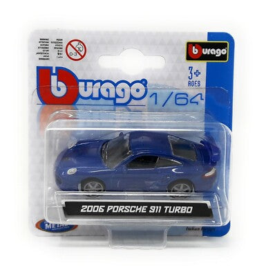 PORSCHE 911 997 TURBO COUPE 2006 BLUE 1/64 BURAGO