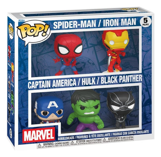 Set figurine Funko POP! Marvel Spider-Man, Iron Man, Captain America, Hulk,  Black Panther